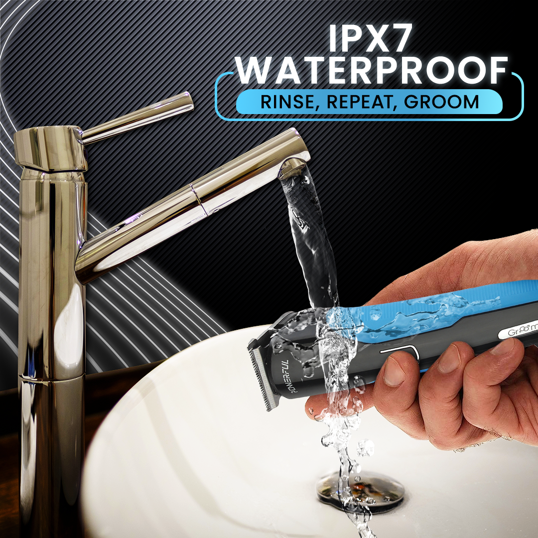 Groomiist Copper Series Corded/Cordless Beard Trimmer CS-42 with Quick Charging Dock: 100 Minutes Running Time & 10 Length Settings (Black & Blue)