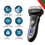 Load image into Gallery viewer, Groomiist Platinum Series Corded/Cordless Shaver PS-33 with Digital Display &amp; Quick Charging Dock: 45 Minutes Running Time &amp; 1 Shave in 5 Min Quick Charge &amp; 700mAh Lithium-Ion Battery (Black and Silver)
