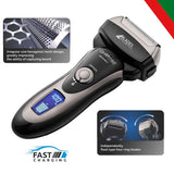 Load image into Gallery viewer, Groomiist Platinum Series Corded/Cordless Shaver PS-33 with Digital Display &amp; Quick Charging Dock: 45 Minutes Running Time &amp; 1 Shave in 5 Min Quick Charge &amp; 700mAh Lithium-Ion Battery (Black and Silver)