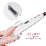 Load image into Gallery viewer, Groomiist 3 Barrel Foldable Hair Curler SSWS-63 with LCD Display &amp; 140°C-200°C Temperature Settings (White &amp; Peach)