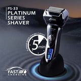 Load image into Gallery viewer, Groomiist Platinum Series Corded/Cordless Shaver PS-33 with Digital Display &amp; Quick Charging Dock: 45 Minutes Running Time &amp; 1 Shave in 5 Min Quick Charge &amp; 700mAh Lithium-Ion Battery (Black and Silver)