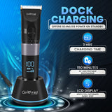 Load image into Gallery viewer, Groomiist Gold Series Corded/Cordless Beard Trimmer GT-32 with LED Display &amp; Quick Charging Dock: 180 Minutes Running Time &amp; 0.5-12MM Trimming Range with 2000mAh Powerful Lithium-Ion Battery (Black)