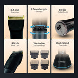 Load image into Gallery viewer, Groomiist Gold Series Corded/Cordless Beard Trimmer GT-32 with LED Display &amp; Quick Charging Dock: 180 Minutes Running Time &amp; 0.5-12MM Trimming Range with 2000mAh Powerful Lithium-Ion Battery (Black)