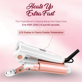 Load image into Gallery viewer, Groomiist 3 Barrel Foldable Hair Curler SSWS-63 with LCD Display &amp; 140°C-200°C Temperature Settings (White &amp; Peach)