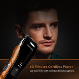 Load image into Gallery viewer, Groomiist Copper Series Corded/Cordless Beard Trimmer CS-24 with Trimmer Stand &amp; Digital Charging Display: 60 Minutes Running Time &amp; 20 Length Settings (Black &amp; Wood)