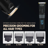 Load image into Gallery viewer, Groomiist Gold Series Corded/Cordless Beard Trimmer GT-32 with LED Display &amp; Quick Charging Dock: 180 Minutes Running Time &amp; 0.5-12MM Trimming Range with 2000mAh Powerful Lithium-Ion Battery (Black)