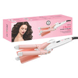 Load image into Gallery viewer, Groomiist 3 Barrel Foldable Hair Curler SSWS-63 with LCD Display &amp; 140°C-200°C Temperature Settings (White &amp; Peach)