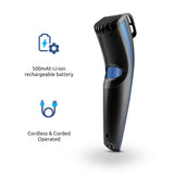 Load image into Gallery viewer, Groomiist Copper Series Corded/Cordless Beard Trimmer CS-555 with 90 Minutes Running Time &amp; 20 Length Settings (Blue Matte Finish &amp; Black Shinny Finish)
